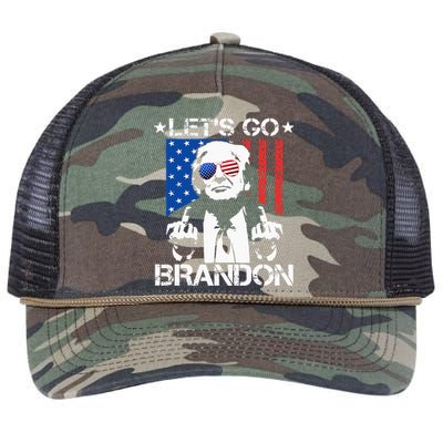 Lets Go Brandon Trump Middle Finger Flag Retro Rope Trucker Hat Cap