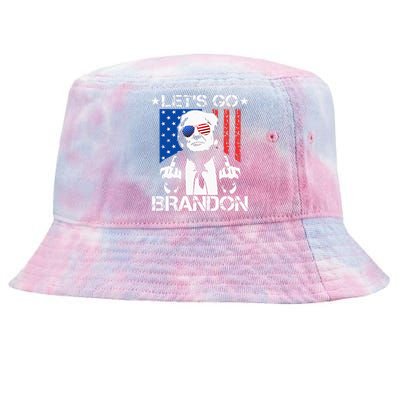 Lets Go Brandon Trump Middle Finger Flag Tie-Dyed Bucket Hat