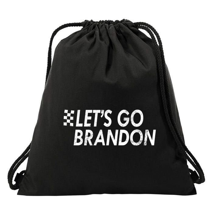 Let's Go Brandon Racing Flag Biden Chant Drawstring Bag