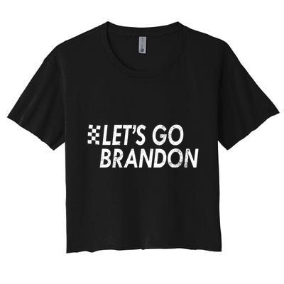 Let's Go Brandon Racing Flag Biden Chant Crop Top