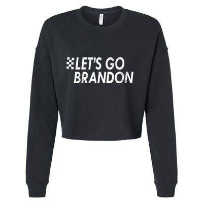 Let's Go Brandon Racing Flag Biden Chant Cropped Pullover Crew