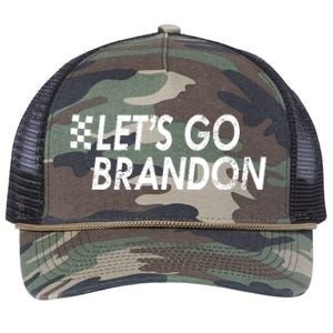 Let's Go Brandon Racing Flag Biden Chant Retro Rope Trucker Hat Cap