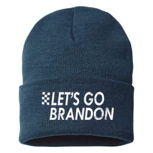 Let's Go Brandon Racing Flag Biden Chant Sustainable Knit Beanie