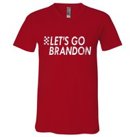 Let's Go Brandon Racing Flag Biden Chant V-Neck T-Shirt