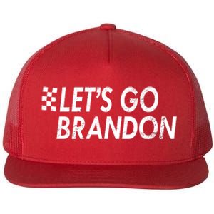 Let's Go Brandon Racing Flag Biden Chant Flat Bill Trucker Hat