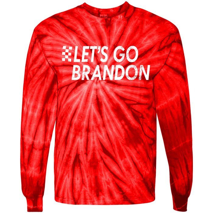 Let's Go Brandon Racing Flag Biden Chant Tie-Dye Long Sleeve Shirt