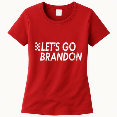 Let's Go Brandon Racing Flag Biden Chant Womens T-Shirt