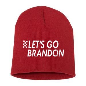 Let's Go Brandon Racing Flag Biden Chant Short Acrylic Beanie