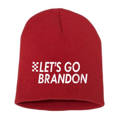 Let's Go Brandon Racing Flag Biden Chant Short Acrylic Beanie