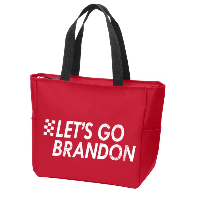 Let's Go Brandon Racing Flag Biden Chant Zip Tote Bag