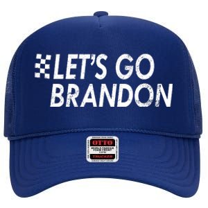 Let's Go Brandon Racing Flag Biden Chant High Crown Mesh Back Trucker Hat