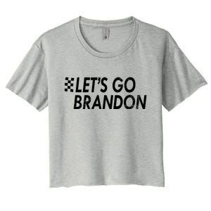 Let's Go Brandon Racing Flag Biden Chant Women's Crop Top Tee