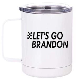 Let's Go Brandon Racing Flag Biden Chant 12 oz Stainless Steel Tumbler Cup