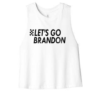 Let's Go Brandon Racing Flag Biden Chant Women's Racerback Cropped Tank