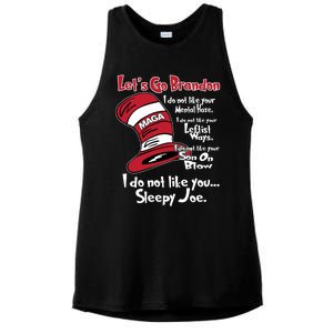 Lets Go Brandon Cat In The Hat Funny Maga Ladies PosiCharge Tri-Blend Wicking Tank