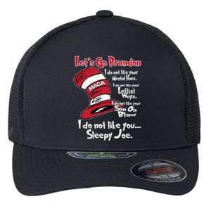 Lets Go Brandon Cat In The Hat Funny Maga Flexfit Unipanel Trucker Cap