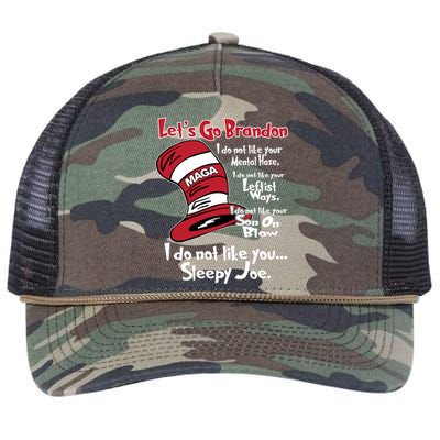 Lets Go Brandon Cat In The Hat Funny Maga Retro Rope Trucker Hat Cap