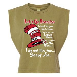 Lets Go Brandon Cat In The Hat Funny Maga Garment-Dyed Women's Muscle Tee