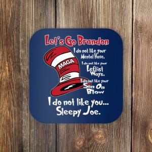 Lets Go Brandon Cat In The Hat Funny Maga Coaster