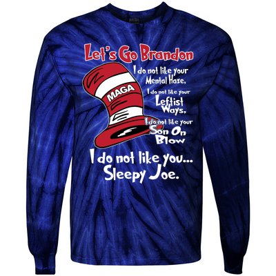 Lets Go Brandon Cat In The Hat Funny Maga Tie-Dye Long Sleeve Shirt