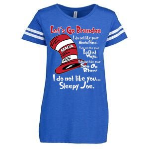 Lets Go Brandon Cat In The Hat Funny Maga Enza Ladies Jersey Football T-Shirt