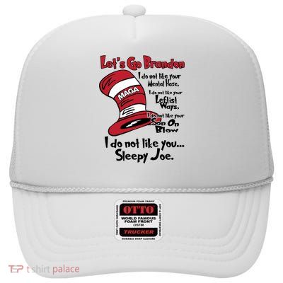 Lets Go Brandon Funny Maga High Crown Mesh Back Trucker Hat