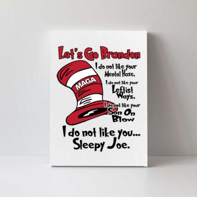 Lets Go Brandon Cat In The Hat Funny Maga Canvas