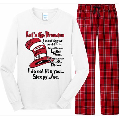 Lets Go Brandon Cat In The Hat Funny Maga Long Sleeve Pajama Set