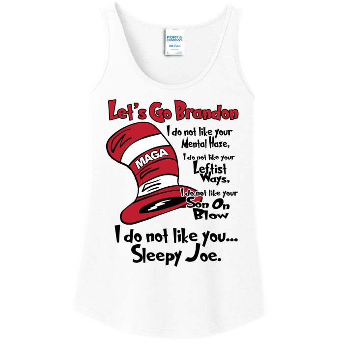 Lets Go Brandon Cat In The Hat Funny Maga Ladies Essential Tank