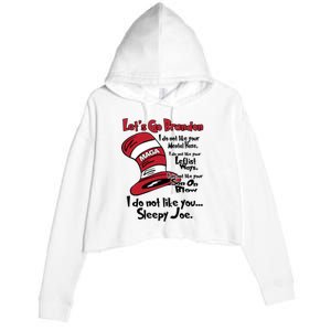 Lets Go Brandon Cat In The Hat Funny Maga Crop Fleece Hoodie