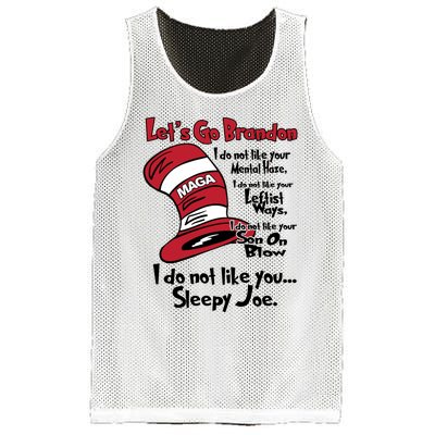 Lets Go Brandon Cat In The Hat Funny Maga Mesh Reversible Basketball Jersey Tank