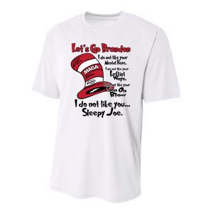 Lets Go Brandon Cat In The Hat Funny Maga Youth Performance Sprint T-Shirt