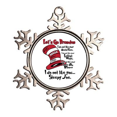 Lets Go Brandon Cat In The Hat Funny Maga Metallic Star Ornament