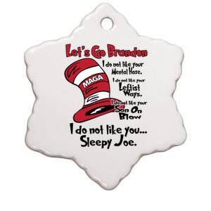 Lets Go Brandon Cat In The Hat Funny Maga Ceramic Star Ornament