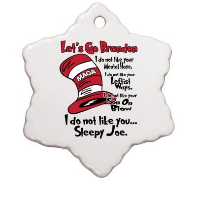 Lets Go Brandon Cat In The Hat Funny Maga Ceramic Star Ornament