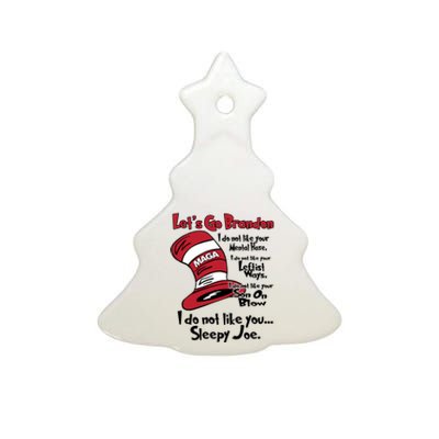 Lets Go Brandon Cat In The Hat Funny Maga Ceramic Tree Ornament