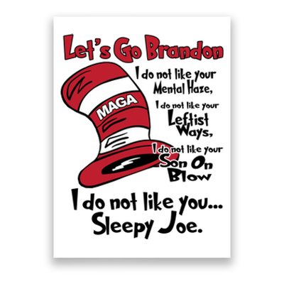 Lets Go Brandon Cat In The Hat Funny Maga Poster