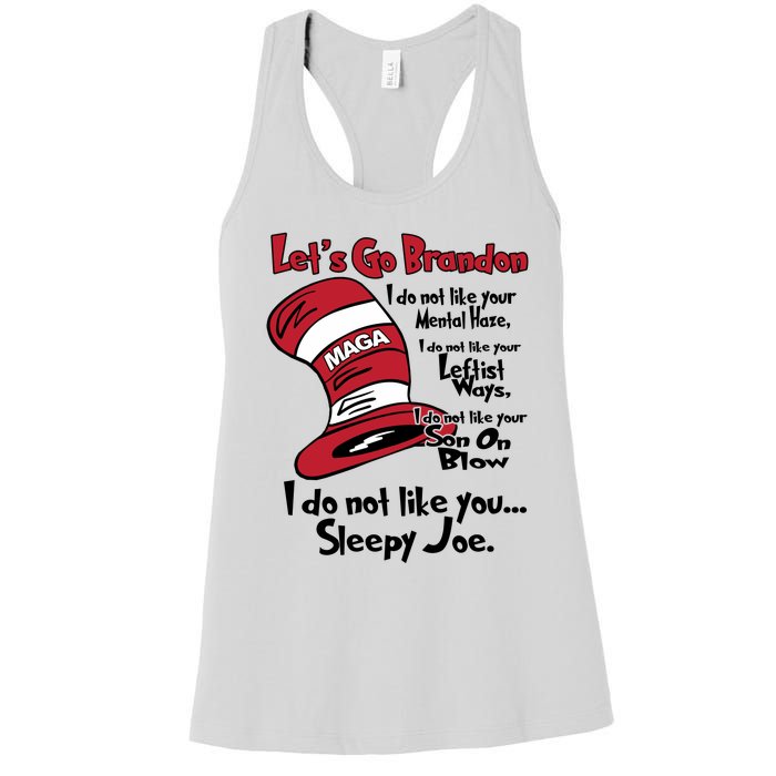 Lets Go Brandon Cat In The Hat Funny Maga Women's Racerback Tank