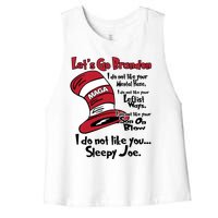 Lets Go Brandon Cat In The Hat Funny Maga Women's Racerback Cropped Tank