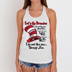 Lets Go Brandon Cat In The Hat Funny Maga Women's Knotted Racerback Tank