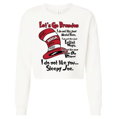 Lets Go Brandon Funny Maga Cropped Pullover Crew