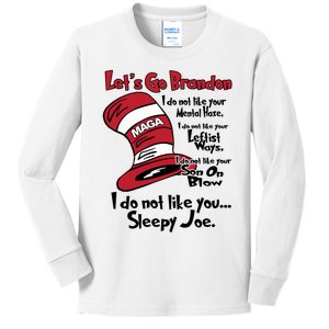 Lets Go Brandon Cat In The Hat Funny Maga Kids Long Sleeve Shirt