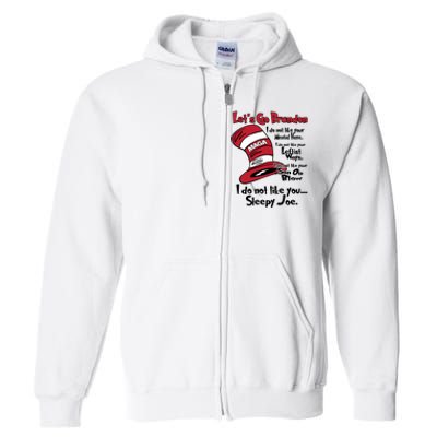 Lets Go Brandon Cat In The Hat Funny Maga Full Zip Hoodie