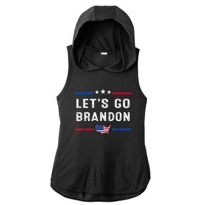 Let’s Go Brandon Conservative US Flag Ladies PosiCharge Tri-Blend Wicking Draft Hoodie Tank