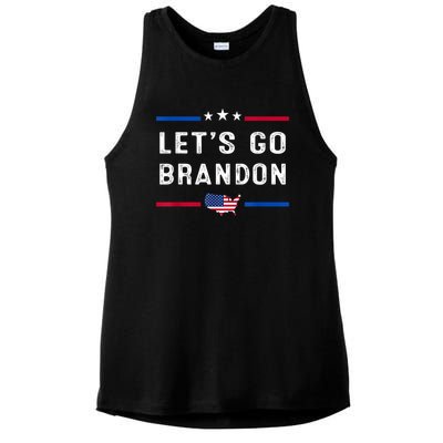 Let’s Go Brandon Conservative US Flag Ladies PosiCharge Tri-Blend Wicking Tank