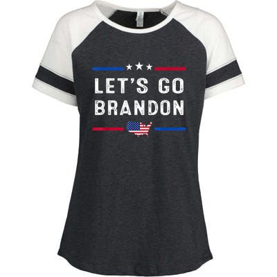 Let’s Go Brandon Conservative US Flag Enza Ladies Jersey Colorblock Tee