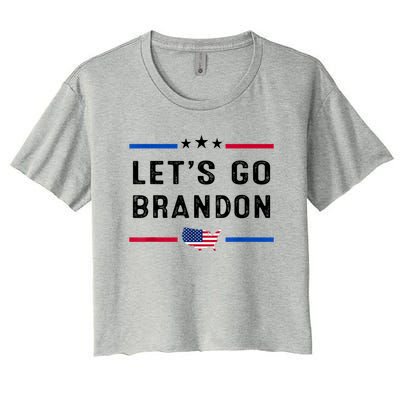 Let’s Go Brandon Conservative US Flag Women's Crop Top Tee