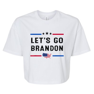 Let’s Go Brandon Conservative US Flag Bella+Canvas Jersey Crop Tee