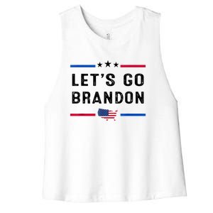 Let’s Go Brandon Conservative US Flag Women's Racerback Cropped Tank