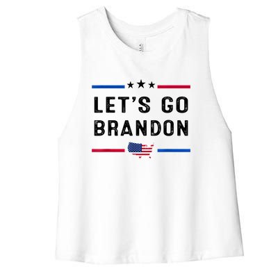 Let’s Go Brandon Conservative US Flag Women's Racerback Cropped Tank